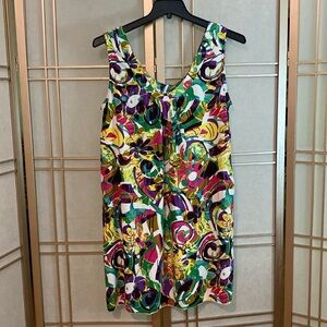 Tropical sleeveless shift dress, size Large